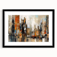 Abstract wall art collection featuring modern architectural design in a black frame with a mat, showcasing geometric patterns and a sophisticated aesthetic, ideal for contemporary home decor.