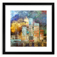 Abstract architecture wall art collection featuring three framed pieces with black mats, showcasing modern geometric designs in a sleek presentation.