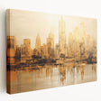 Abstract architectural wall art collection showcasing vibrant geometric designs on stretched canvas with a sleek side view, perfect for modern decor.