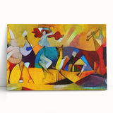 Stretched canvas wall art showcasing an abstract expressionist design with vibrant colors, perfect for modern home decor or art enthusiasts.