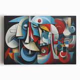 Abstract expressionist wall art collection on stretched canvas, showcasing vibrant colors and dynamic brushstrokes, perfect for modern decor.