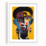 Abstract figurative wall art collection featuring a modern design in vibrant colors, elegantly framed with a white mat, enhancing any interior décor.