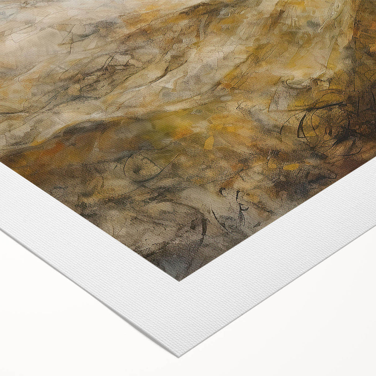 Colorful abstract figurative wall art print on rolled canvas, showcasing dynamic shapes and textures, perfect for modern home decor.