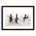 Framed abstract figurative wall art design showcasing bold colors and shapes, featuring a black frame with a mat for a modern aesthetic.