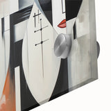 Close-up of an abstract figurative wall art piece showcasing vibrant colors and fluid shapes, designed for modern home decor.