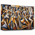 Side view of an abstract figurative wall art piece showcasing vibrant acrylic colors and unique design elements, mounted with decorative pins.