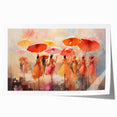 Abstract figurative design wall art print showcasing vibrant colors and dynamic shapes, rolled for easy shipping and display options.