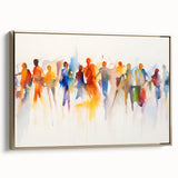 Framed abstract figurative wall art showcasing a vibrant gold design, displayed in a modern setting with a sleek frame, perfect for contemporary decor.