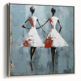 Framed abstract figurative wall art in silver, showcasing an elegant design with fluid shapes and soft colors, perfect for modern decor.