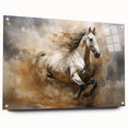 Abstract figurative wall art design showcasing vibrant colors and dynamic shapes, displayed in an acrylic glass frame with visible mounting pins.