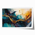 Abstract figurative wall art print showcasing vibrant colors and dynamic shapes, rolled and ready for display, perfect for modern decor.