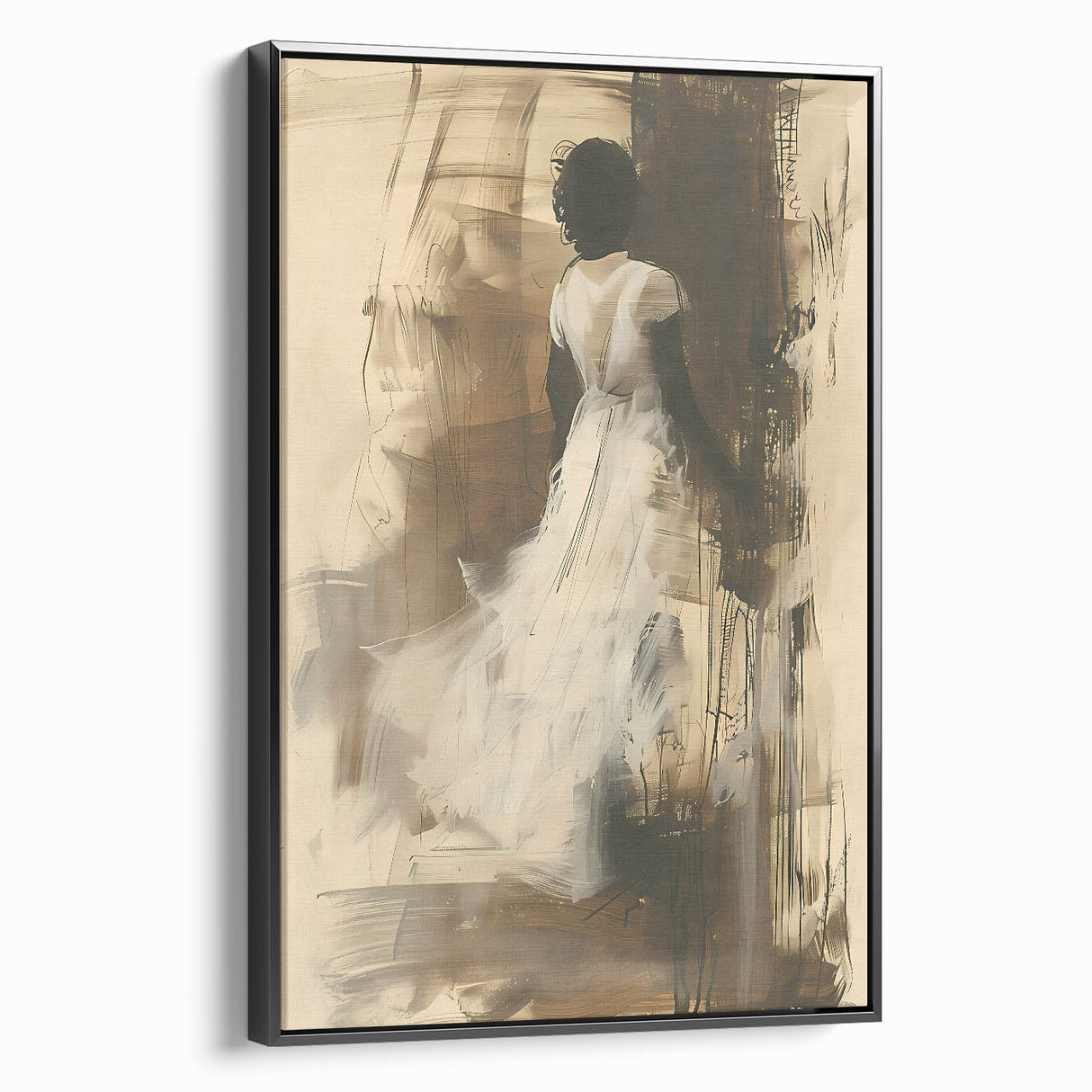 Framed abstract figurative wall art with a black side view, showcasing vibrant colors and modern design, perfect for contemporary decor.