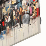 Close-up of an abstract figurative wall art piece, showcasing vibrant colors and fluid shapes, perfect for modern home decor.