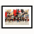 Framed abstract figurative wall art collection showcasing a modern black design with a sleek mat, ideal for contemporary decor.