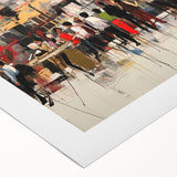 Abstract figurative wall art on rolled canvas showcasing vibrant colors and dynamic shapes, ideal for modern home decor or gallery display.