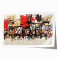 Abstract figurative wall art print showcasing vibrant colors and dynamic shapes, rolled and ready for framing, perfect for modern decor.