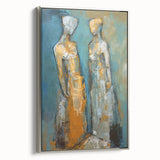 Framed abstract figurative wall art collection featuring a modern design in silver tones, showcasing depth and texture against a sleek backdrop.