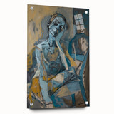 Abstract figurative wall art collection displayed in acrylic glass, showcasing vibrant colors and unique pin accents, ideal for modern decor.