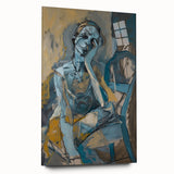 Abstract figurative wall art collection displayed in an acrylic glass frame, showcasing vibrant colors and unique designs for modern decor.