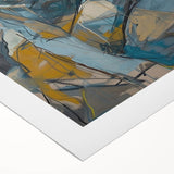 Abstract figurative wall art on rolled canvas showcasing vibrant colors and dynamic shapes, ideal for modern home decor and artistic expression.