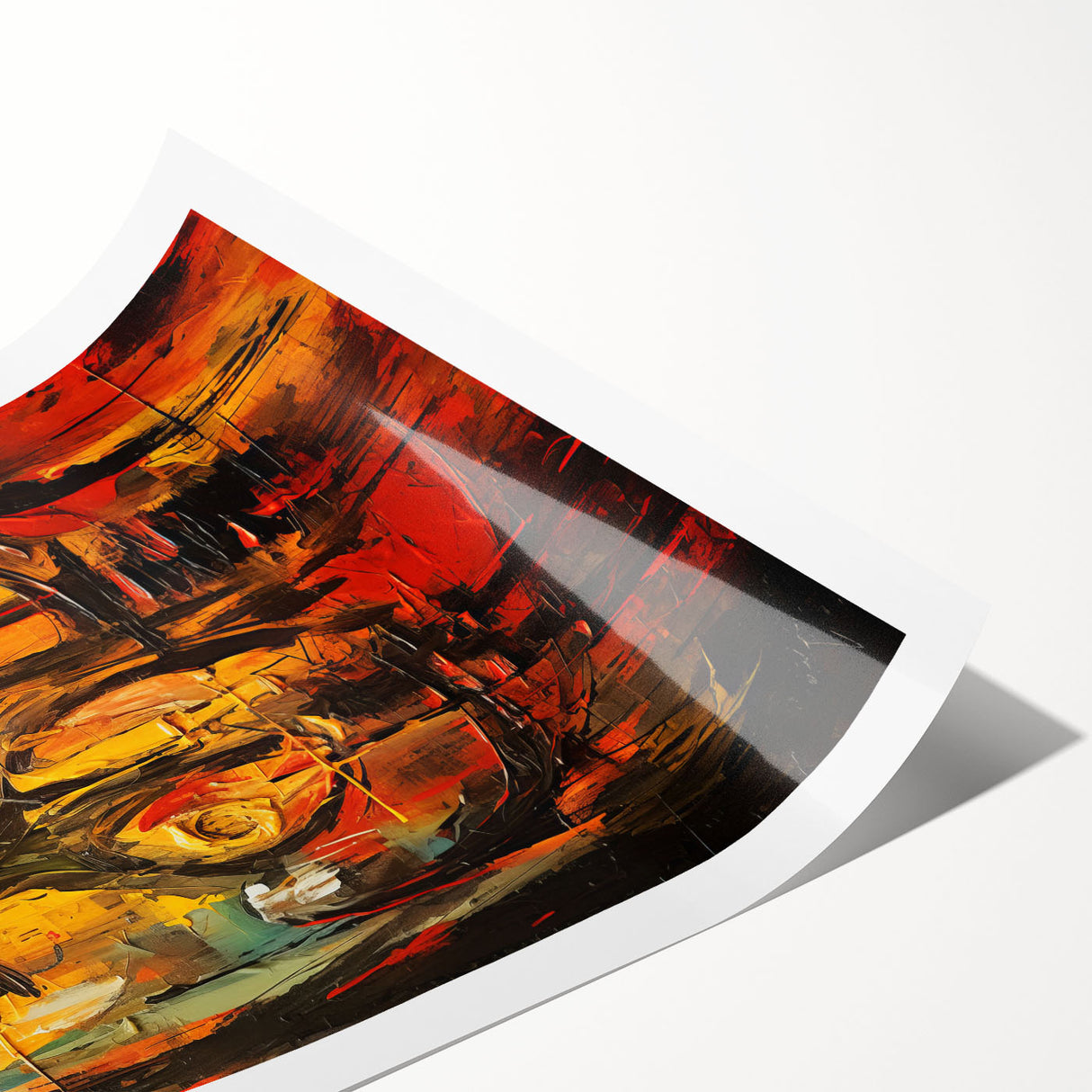 Abstract figurative wall art print showcasing vibrant colors and fluid shapes, ideal for modern home decor or artistic display.