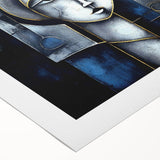 Abstract figurative design wall art on rolled canvas, showcasing vibrant colors and unique shapes, ideal for modern home decor.