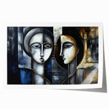 Abstract figurative wall art print showcasing vibrant colors and dynamic shapes, perfect for modern home decor or artistic display.