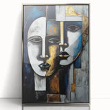 Framed abstract figurative wall art in silver, showcasing a dynamic design with flowing shapes and subtle textures, perfect for modern decor.