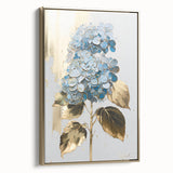 Framed wall art featuring an abstract floral design in vibrant colors against a gold background, showcasing elegance and modern decor style.