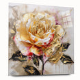 Abstract floral wall art collection showcasing vibrant colors and intricate designs printed on acrylic glass, displayed in an elegant side view.