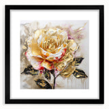 Framed abstract floral wall art in a sleek black frame with matting, showcasing vibrant colors and modern design for stylish home decor.