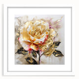 Framed wall art featuring an abstract floral design in soft pastel colors, elegantly matted and displayed in a white frame, perfect for home decor.
