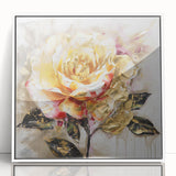 Framed abstract floral wall art with vibrant colors, showcasing intricate designs on a white background, ideal for modern decor.