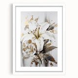 Abstract floral wall art collection in a white frame with mat, showcasing vibrant colors and intricate details, perfect for modern decor.