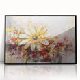 Framed abstract floral wall art in black acrylic, showcasing vibrant colors and intricate designs, perfect for modern home décor.