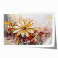 Abstract floral wall art print showcasing vibrant colors and intricate designs, perfect for modern home decor. Rolled for easy framing and display.