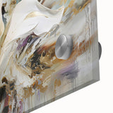 Close-up of an abstract floral wall art piece on acrylic glass, showcasing vibrant colors and intricate details, perfect for modern decor.