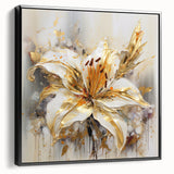 Framed abstract floral wall art in a sleek black frame, showcasing vibrant colors and intricate designs, perfect for modern decor.