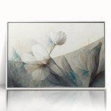 Framed abstract floral wall art with vibrant colors and elegant design, showcasing a modern aesthetic perfect for home decor.
