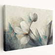 Stretched canvas wall art showcasing an abstract floral design with vibrant colors, perfect for modern home decor or artistic interiors.