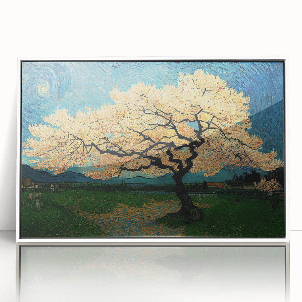 Framed abstract floral wall art in vibrant colors, featuring elegant shapes and textures, displayed against a white background for a modern touch.