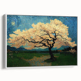 Framed canvas wall art showcasing an abstract floral design in vibrant colors, set against a white background, viewed from the side.