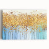 Vibrant abstract floral wall art design on stretched canvas, showcasing bold colors and intricate patterns, perfect for modern decor.