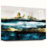 Abstract landscape wall art collection featuring a vibrant acrylic glass design in a side view, showcasing rich colors and modern aesthetics. Perfect for contemporary home decor.