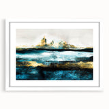 Framed abstract landscape wall art design featuring soothing earth tones and modern aesthetics, perfect for enhancing home decor.