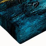 Close-up of a vibrant abstract landscape canvas wall art piece showcasing rich colors and dynamic brushstrokes, perfect for modern decor.