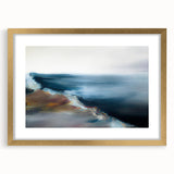 Abstract landscape wall art design featuring a gold-framed print with a mat, showcasing vibrant colors and modern aesthetic for home decor.