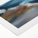 Abstract landscape wall art design on rolled canvas, showcasing vibrant colors and fluid shapes, perfect for modern home decor.