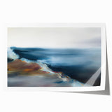 Colorful abstract landscape wall art print showcasing vibrant hues of blue, orange, and green, perfect for modern home decor or office settings.