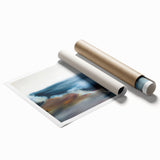 Abstract landscape wall art print showcasing vibrant colors and fluid shapes, perfect for modern home decor. The rolled design emphasizes the artwork's dynamic flow and artistic expression, ideal for framing or display.